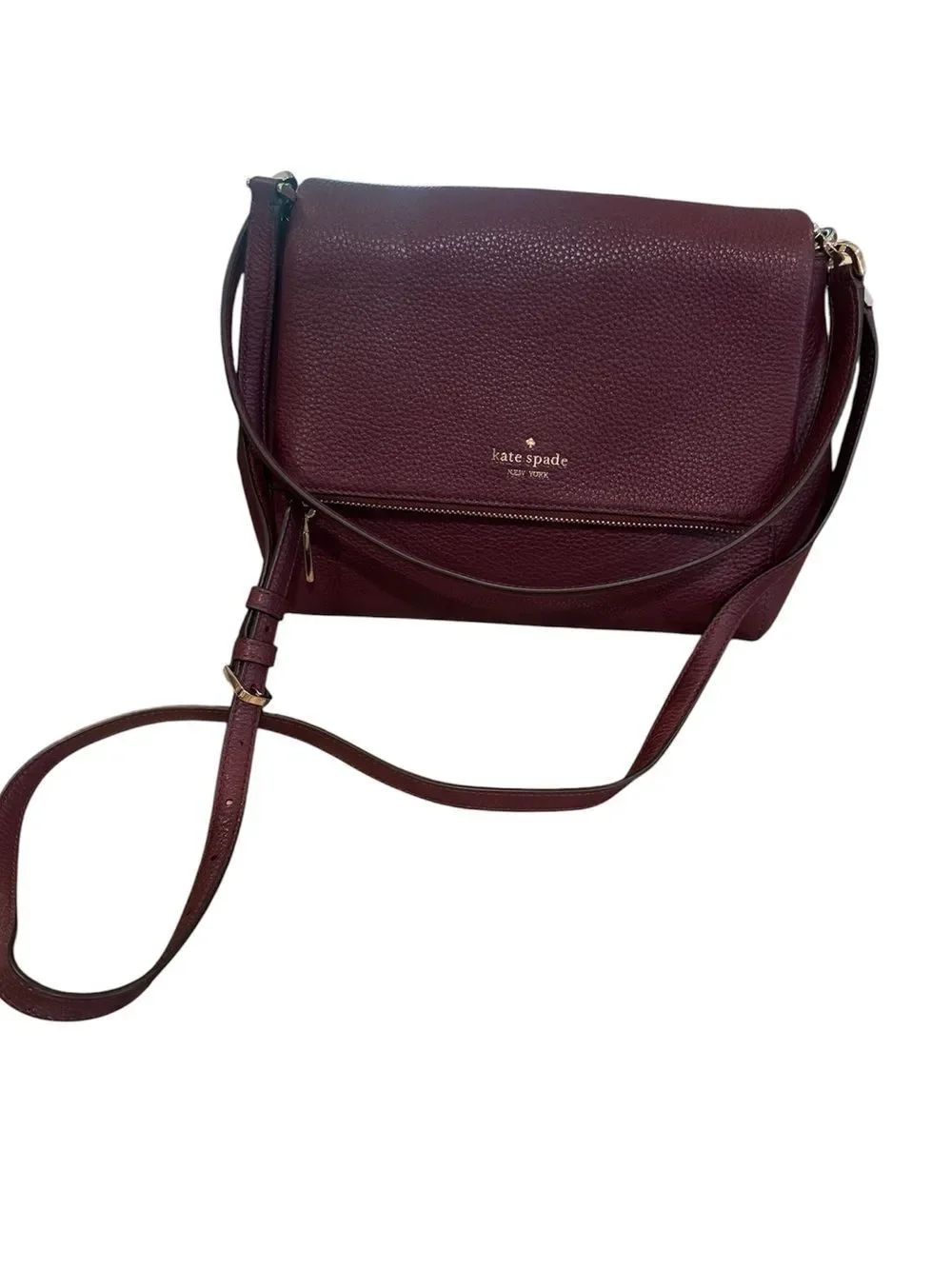 Kate spade medium pebbled leather flap shoulder bag/purse